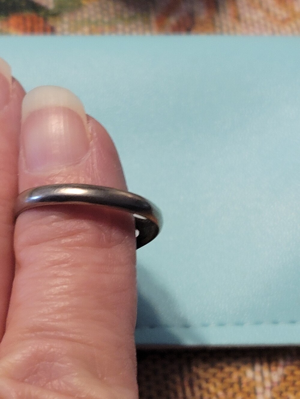 VINTAGE Silver Turquoise Inlay Oval Statement Ring S8 - Picture 2 of 6